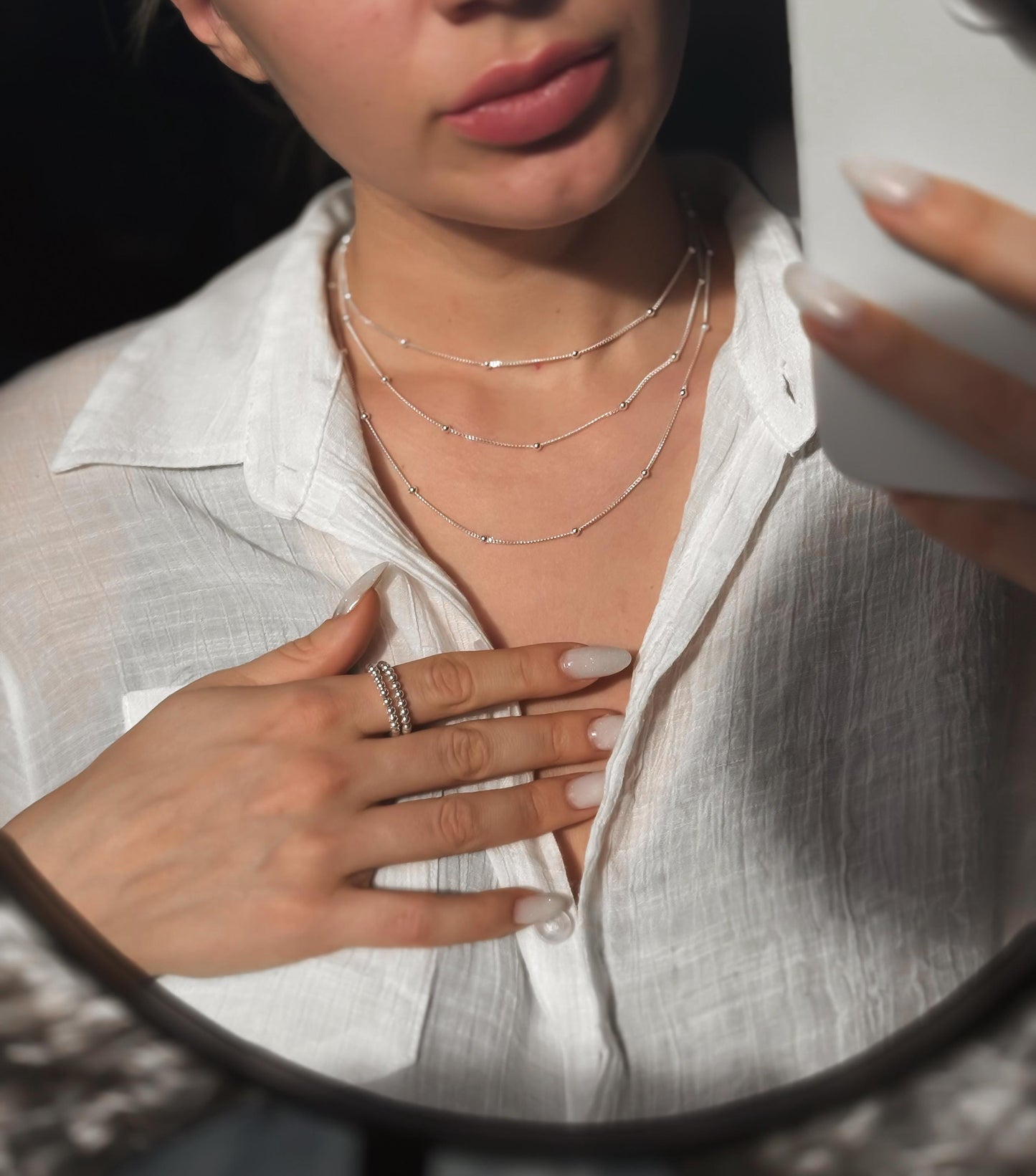 Sterling Silver Satellite Necklace, Dainty Necklace