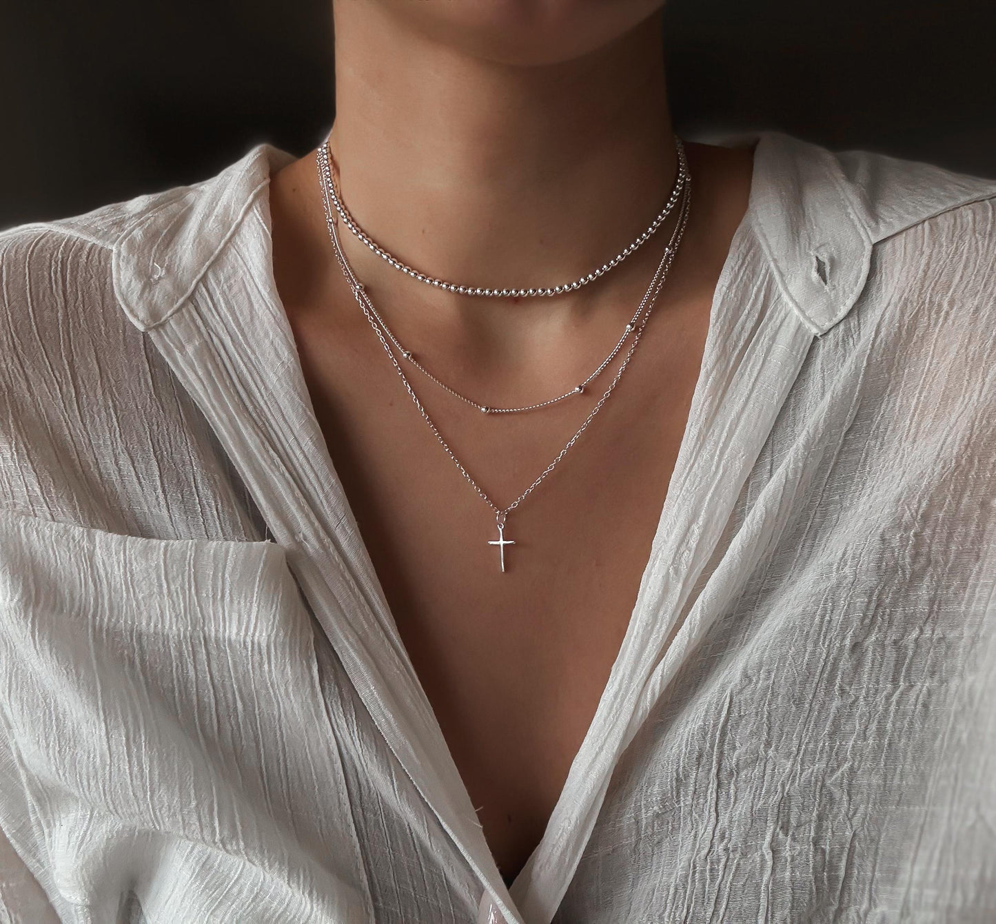 Italian Silver Cross Necklace, Cross Charm, Sterling Silver Necklace, Necklace