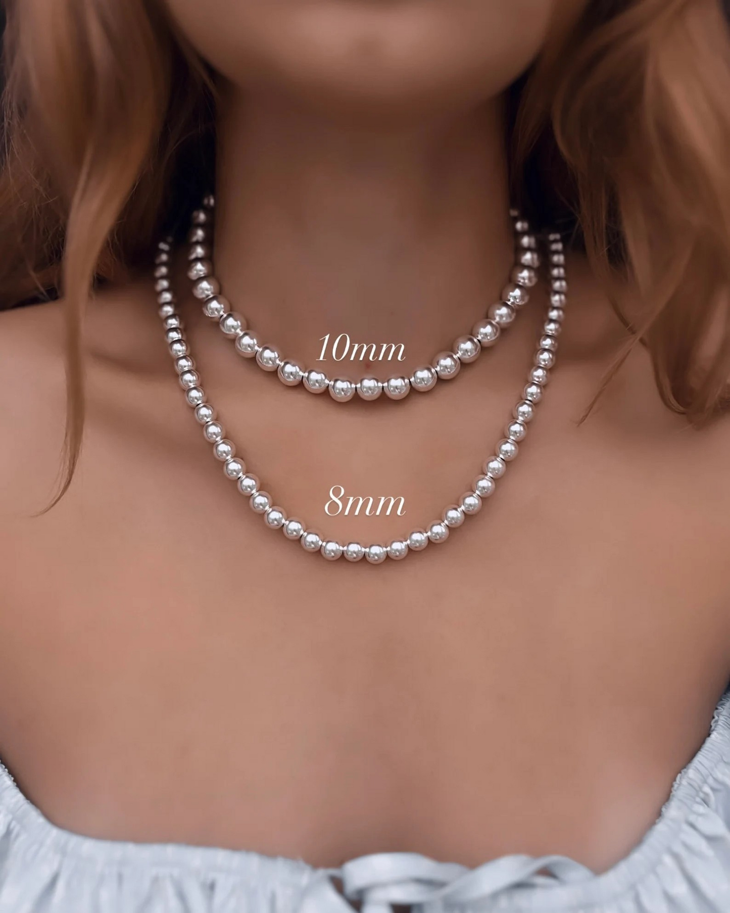 Stretch No Clasp Necklaces, (3mm, 4mm, 5mm, 6mm, 8mm & 10mm) Sterling Silver Necklace, Necklaces