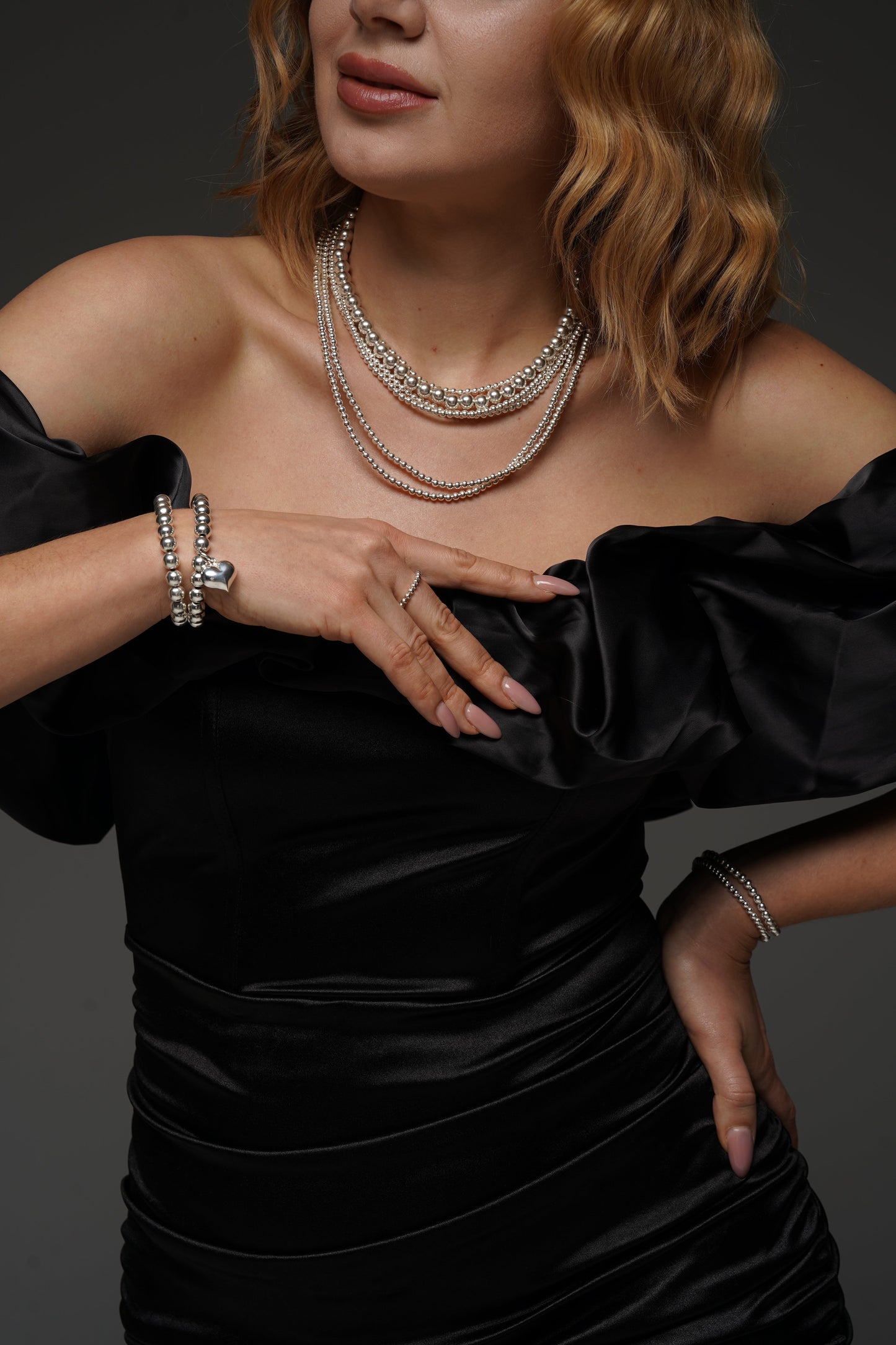 Stretch No Clasp Necklaces, (3mm, 4mm, 5mm, 6mm, 8mm & 10mm) Sterling Silver Necklace, Necklaces