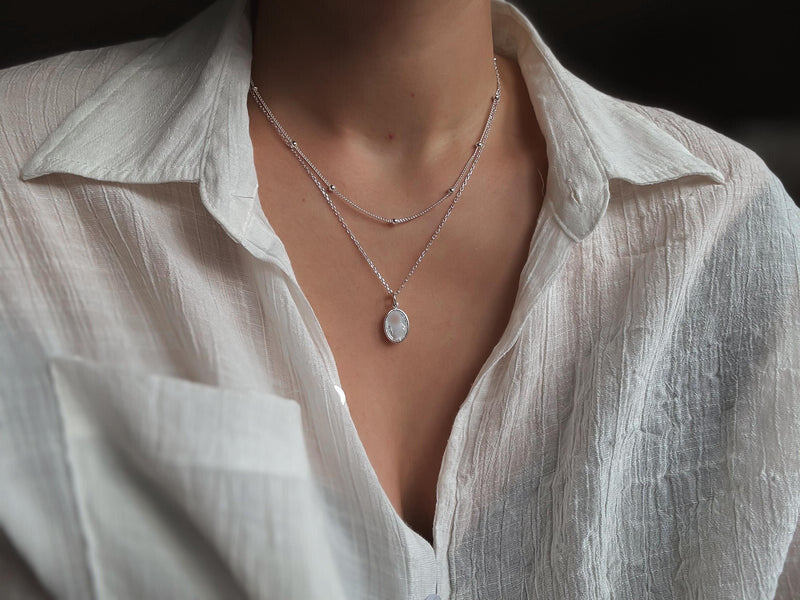 Silver Miraculous Medal Necklace, Religious, Sterling Silver Bracelet, Beaded Bracelet, Stacked Bracelets