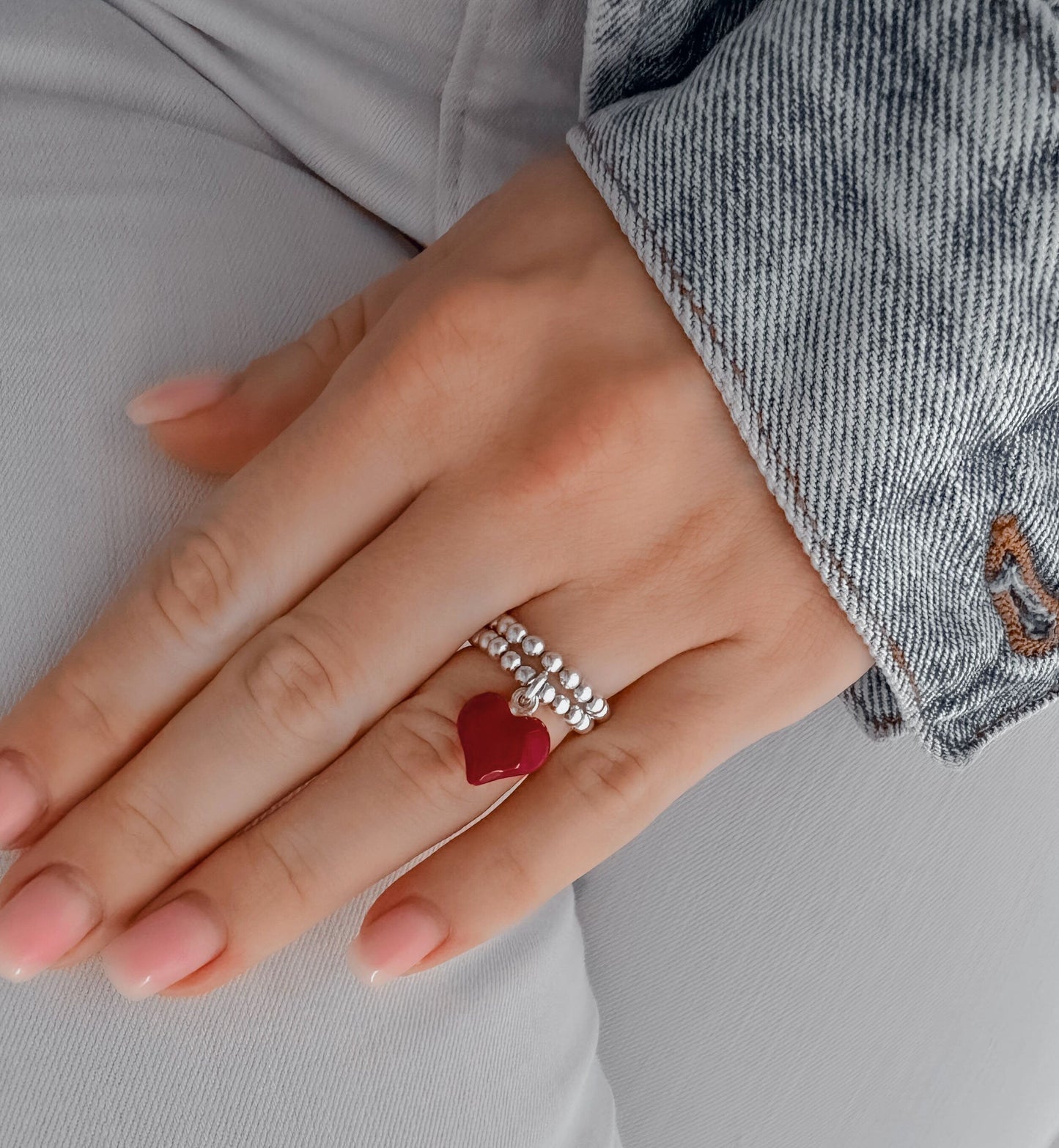 Charm Ring, Heart Charm Ring, Heart Charm, Women's Rings,