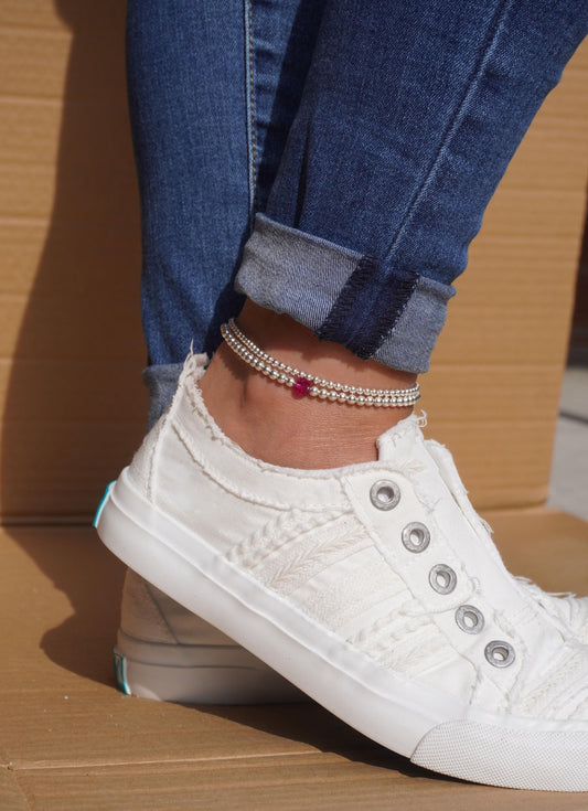 Silver Stretch Swarovski Birthstone Anklet, Sterling Silver Anklet, Anklet, Birthstone Anklet