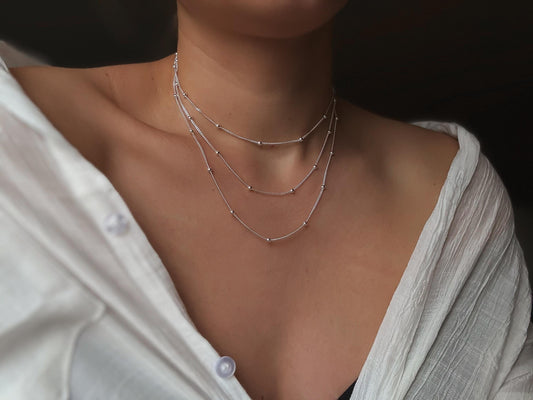 Sterling Silver Satellite Necklace, Dainty Necklace