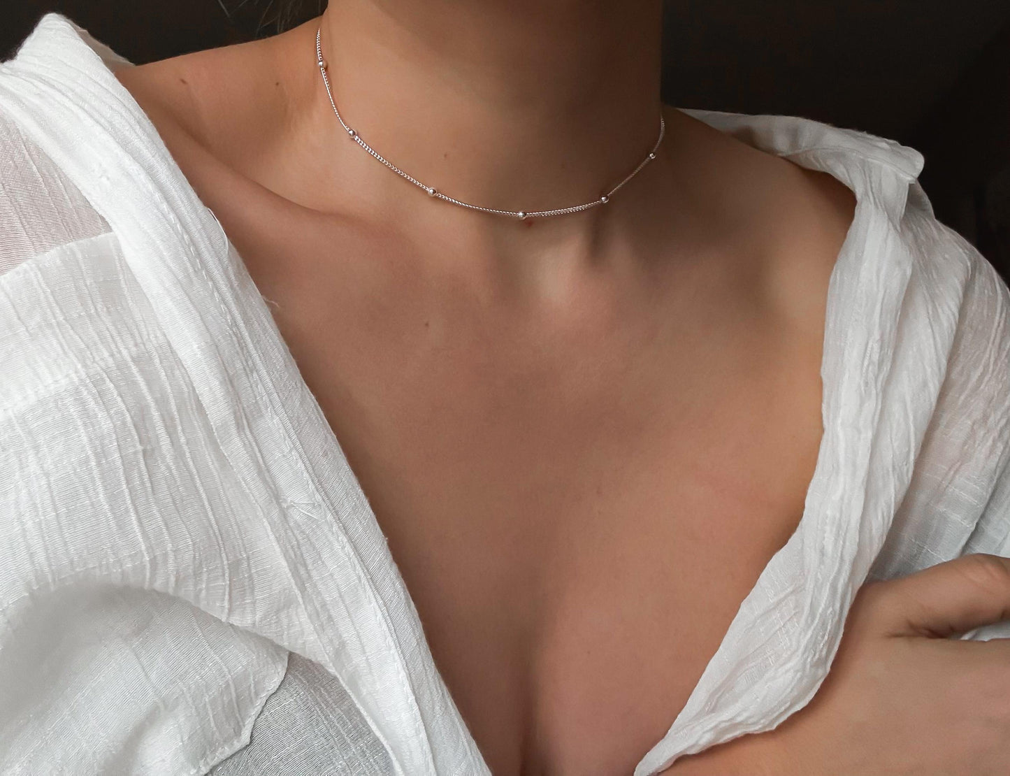 Sterling Silver Satellite Necklace, Dainty Necklace