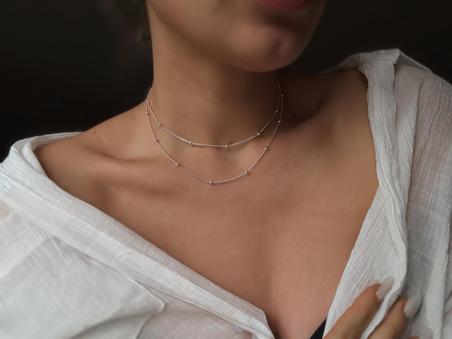 Sterling Silver Satellite Necklace, Dainty Necklace